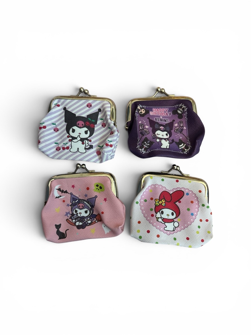 Sanrio My Melody & Kuromi Mini Coin Purses - Pink, Purple, White